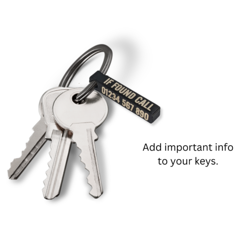 Personalised Black Key Tag – Custom Engraved Name, Pet ID, Contact Info - Image 7