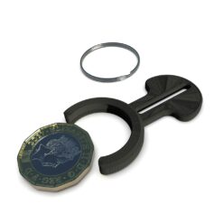 2in1 Trolley Key Release & £1 Coin Holder Keyring Black – Personalised Gift