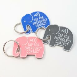 Personalised NFC Elephant Keychain – Child & Bag Emergency Contact Tag
