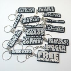 Personalised Name Keyring – Custom Engraved Message, Handmade in the UK, Gift Tag, Durable Keepsake