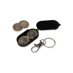 &pound;4 Coin Holder Keyring Sliding Click Lock Personalised Engraved UK